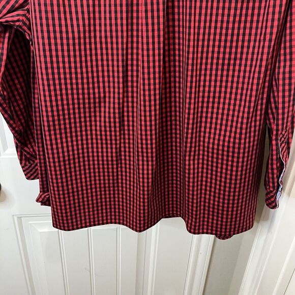 Susan Graver Red Black Plaid Checkered Button Up Long Sleeve Shirt Womens 22W - Picture 8 of 10